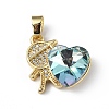 Real 18K Gold Plated Rack Plating Brass Micro Pave Clear Cubic Zirconia Pendants KK-C015-21G-2