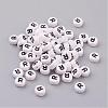 Flat Round with Letter R Acrylic Beads X-PL37C9070-R-1