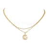 Brass Pave Clear Cubic Zirconia Moon with Star Pendant Necklaces NJEW-JN05383-2