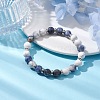 8mm Round Natural Howlite & Blue Spot Jasper Beaded Stretch Bracelets for Women BJEW-TA00529-2