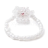 Snowflake Handmade Glass Seed Beads Stretch Rings for Women RJEW-MZ00027-5