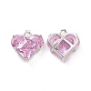 Brass Glass Heart Charms KK-E068-VC106-1