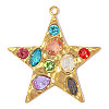 304 Stainless Steel Pave Colorful Cubic Zirconia Pendants CU-OY002-18G-1