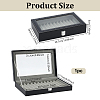 Black PU Leather Pen Organizer Boxes with Clear Glass Visible Window Lid CON-WH0107-129B-2