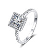 Square Rhodium Plated 925 Sterling Silver Pave 6.5x3.9mm Moissanite Finger Rings for Women WG02E28-05-5