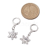 Christmas Snowflake Brass Micro Pave Clear Cubic Zirconia Hoop Earrings EJEW-JE06158-02-3