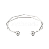 Non-Tarnish 304 Stainless Steel 2 Line Open Cuff Bangles for Women BJEW-S155-02P-3