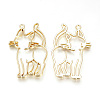 Rack Plating Alloy Kitten Open Back Bezel Big Pendants X-PALLOY-R099-17G-FF-1