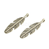 Tibetan Style Alloy Feather Pendants TIBEP-1360-AS-FF-1