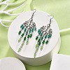 Glass Beaded Flower Tassel Chandelier Earrings EJEW-TA00225-01-2