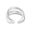Brass Double Line Open Cuff Rings for Women RJEW-D016-06P-3