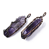 Natural Amethyst Big Wire Wrapped Pointed Pendants G-T133-R02C-2