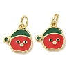 Christmas Rack Plating Brass Enamel Charms KK-K392-15G-1