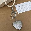 Alloy Floral Heart Locket Pendant Twisted Polyester Cord Necklaces for Women WGF1E9C-01-4