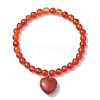 2pcs 2 Styles 6mm Round & Chip Natural Red Agate Beaded Stretch Bracelet Sets BJEW-TA00517-01-4