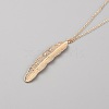 Alloy Leaf Pendant Double Layer Necklace for Women NJEW-WH0020-12KCG-B-2