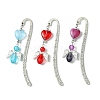 3Pcs 3 Colors Glass Bead Heart Angel Bookmarks AJEW-JK00276-1