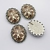 Antique Silver Plated Alloy Glass Oval Pendants GLAA-N0008-02-3
