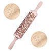 Snowflake Pattern Wood Rolling Pin AJEW-WH0481-657-1