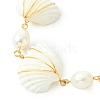 Handmade Spiral Shell & Natural Cultured Freshwater Pearl Beaded Bracelets BJEW-TA00569-3