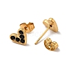 Heart 304 Stainless Steel Rhinestone Stud Earrings EJEW-A081-15G-3