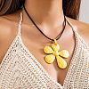 5-Petal Flower Alloy Pendant Necklaces NJEW-Q343-02G-1