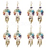 Gemstone Chips Beaded Tree of Life Chandelier Earrings EJEW-JE05152-1