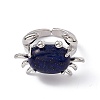 Natural Lapis Lazuli Crab Open Cuff Ring RJEW-I090-01P-11-2