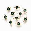 Brass Micro Pave Green Cubic Zirconia Links Connectors KK-T063-58G-NF-1