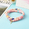 5Pcs 5 Style Handmade Polymer Clay Stretch & Brass Beaded & Alloy Link Chain Bracelets Set BJEW-SZ0001-66A-3