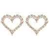 Rack Plating Heart Brass Clear Cubic Zirconia Stud Earrings EJEW-M090-15G-1