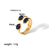 Vintage Natural Lapis Lazuli & Stainless Steel Triple Oval Cuff Rings for Women CT4656-2-1