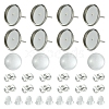 160Pcs 4 Styles Flat Round 304 Stainless Steel Stud Earring Settings with Transparent Glass Cabochons with 304 Stainless Steel Ear Nuts with Plastic Ear Nuts FIND-YW0005-37-1