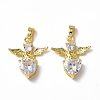 Brass Rhinestone Pendants KK-P223-21G-02-2