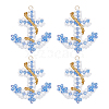 4Pcs Glass Seed Beaded Anchor Pendants PALLOY-GO00066-1