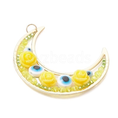Brass Resin Pendants PALLOY-MZ01073-04-1