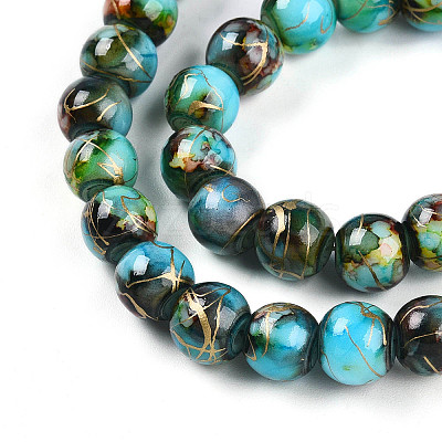 Baking Paint Glass Beads Strands DGLA-N003-8mm-B08-1