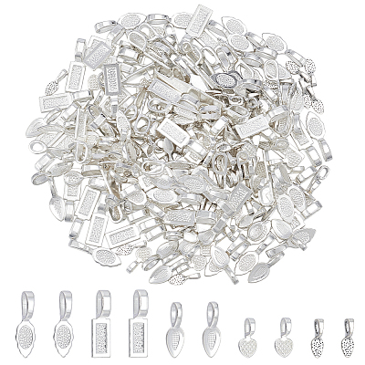 225Pcs 5 Styles Tibetan Style Glue-on Flat Pad Bails TIBEP-GA0001-04B-1