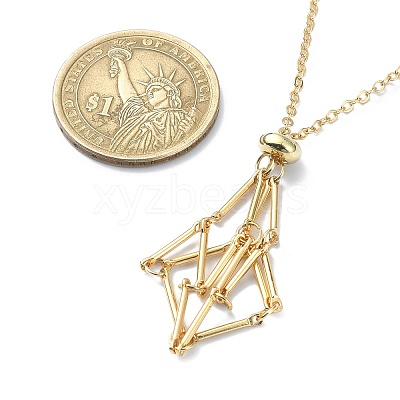2Pcs 2 Color Brass Bar Link Chains Macrame Pouch Empty Stone Holder for Pendant Necklaces Making NJEW-JN04466-02-1