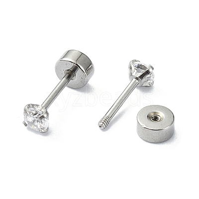 304 Stainless Steel Crystal Rhinestone Ear False Plugs STAS-C089-04A-P-1