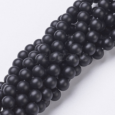Natural Black Agate Beads Strands X-G-D543-6mm-1