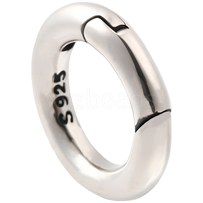 1Pc 925 Sterling Silver Spring Gate Rings STER-BBC0008-71-1