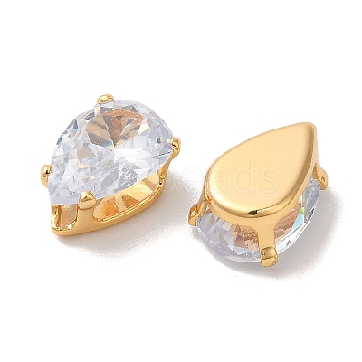Brass Clear Cubic Zirconia Cabochons STAS-M294-30D-1