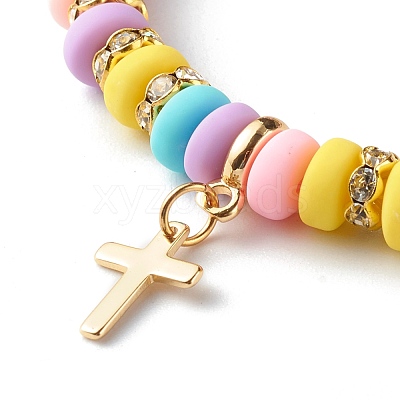 Handmade Polymer Clay Beads Stretch Bracelets BJEW-JB06488-1