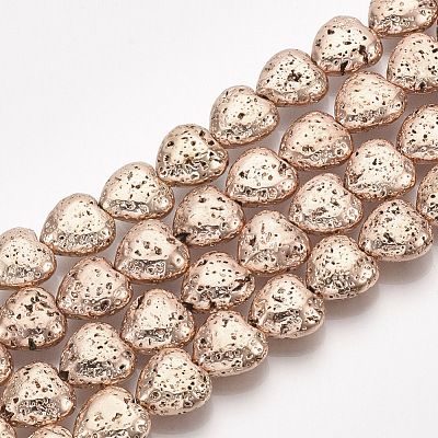 Electroplated Natural Lava Rock Beads Strands X-G-T126-10RG-1