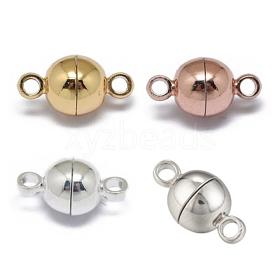 Rack Plating Brass Magnetic Clasps with Loops KK-F801-02A-M-1
