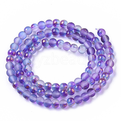 Frosted Spray Painted Glass Beads Strands GLAA-N035-03A-C03-1