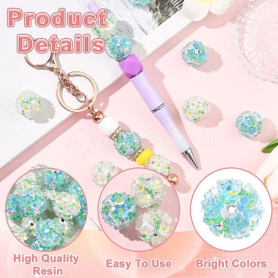 5Pcs Handmade Polymer Clay Rhinestone Beads with Resin RESI-YW0005-95A-1