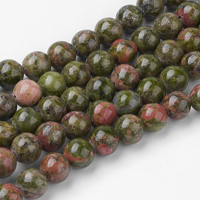 Natural Unakite Bead Strands G-G735-67-6mm-1