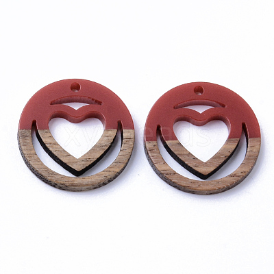 Resin & Walnut Wood Pendants RESI-N025-010A-B02-1